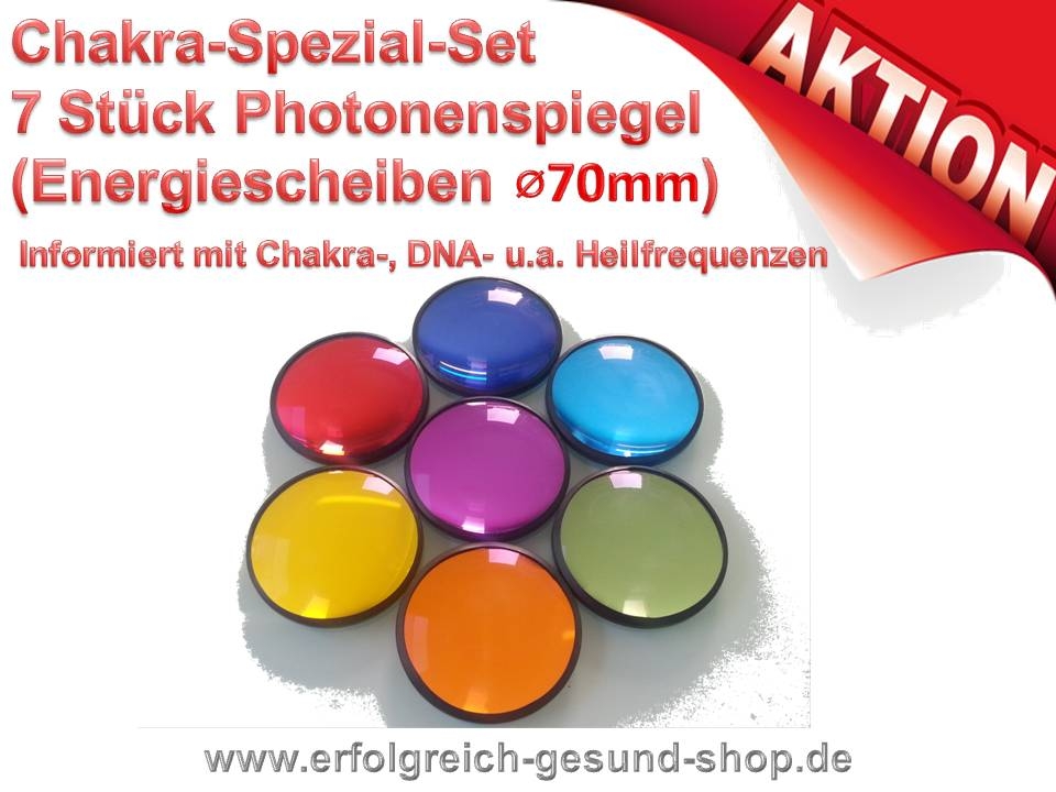 Bild 1 von Chakra Spezial Profi Photonenspiegel 70mm in diversen Farben Biophotonenreflektoren Chakra-Updater  / (Variante) hellblau - nur eine Farbe