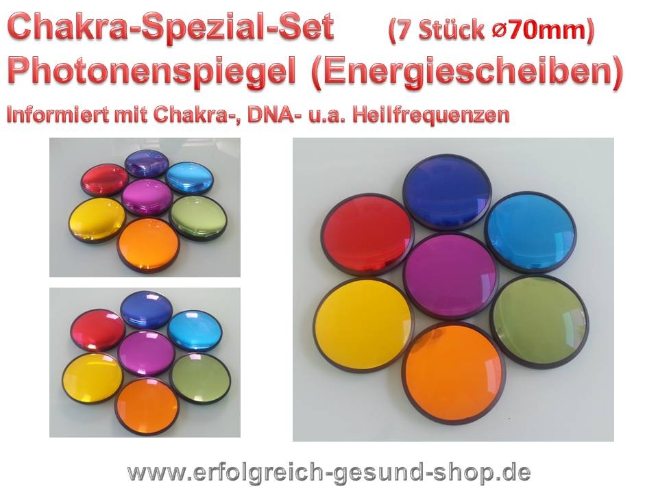 Bild 1 von Chakra Spezial Profi Photonenspiegel 70mm in diversen Farben Biophotonenreflektoren Chakra-Updater  / (Variante) Set 7 Farben