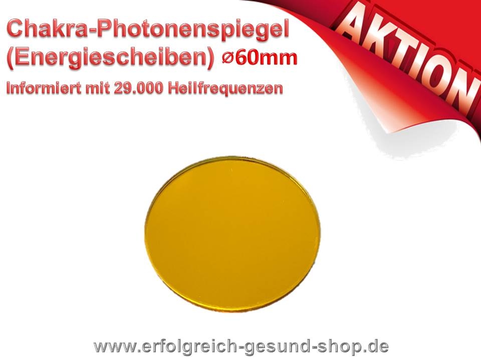 Bild 1 von Chakra-Photonenspiegel  (7 verschiedene Farben) Biophotonenreflektoren / Energiescheiben  / (Farbe) gelb (70mm)