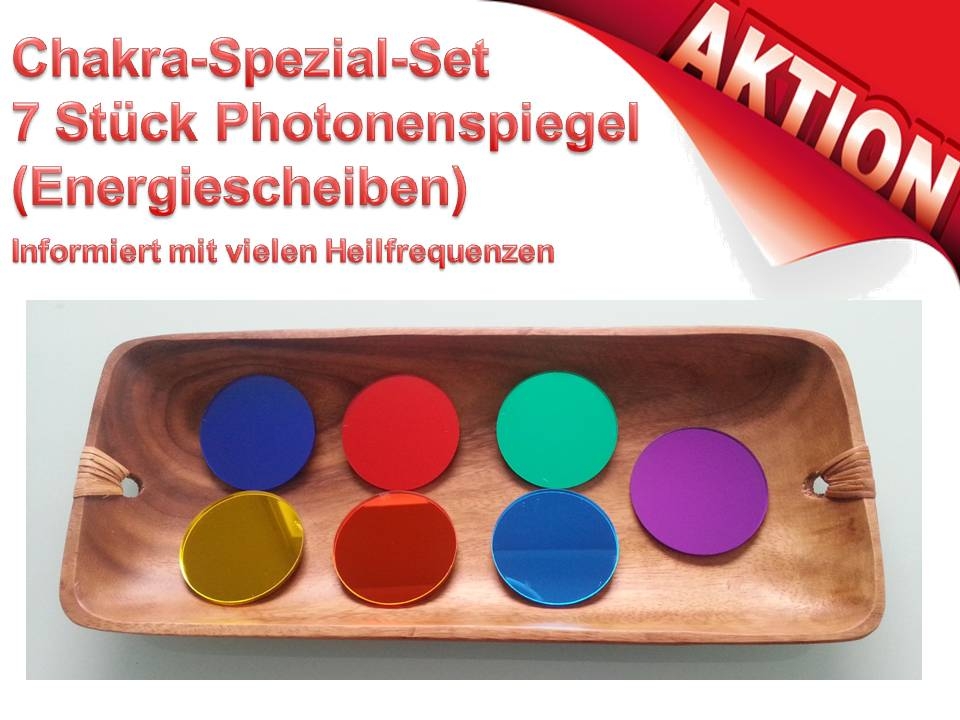 Bild 1 von Chakra-Spezial-Set  7 Stück Photonenspiegel / 7 Farben Biophotonenreflektoren / Energiescheiben